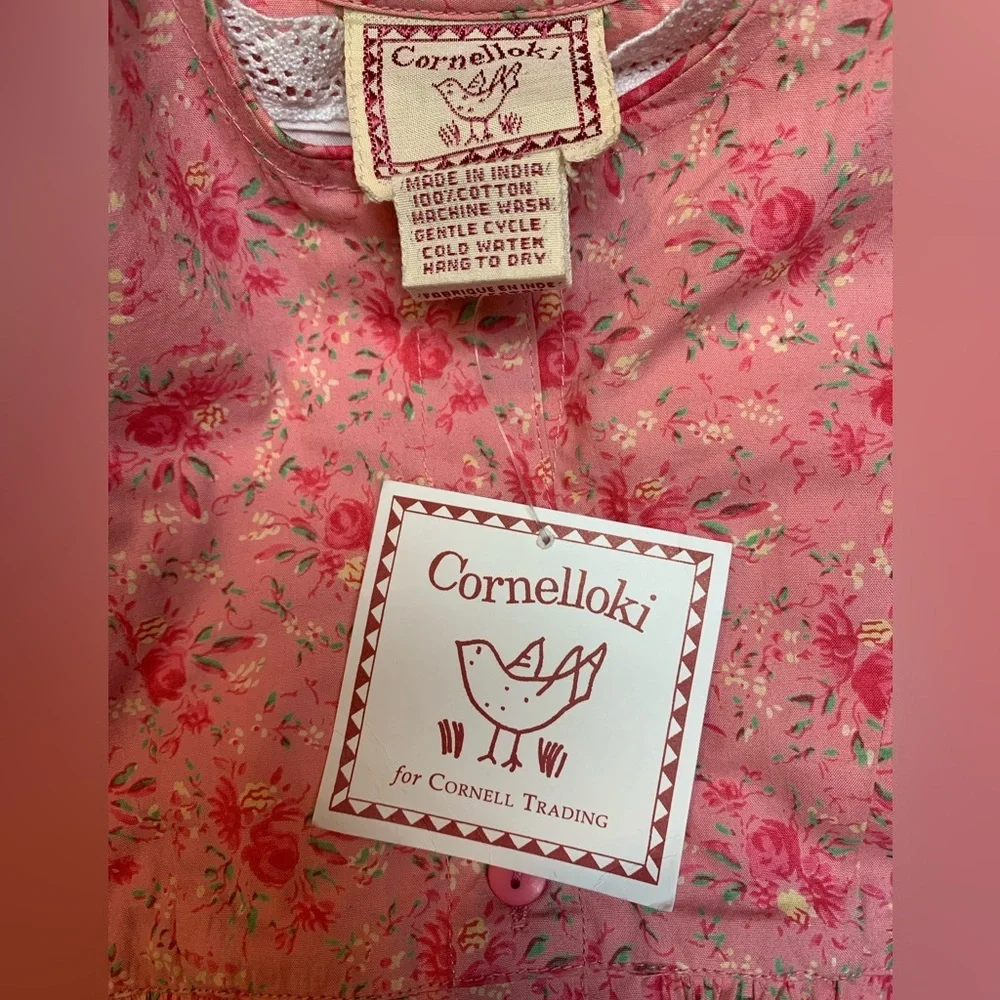 NEW April Cornell Cornelloki White Petticoat Pink Floral Bustle Dress Set 2​